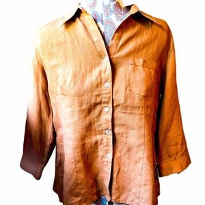 Edwards Burnt Orange 100% Linen Button-down